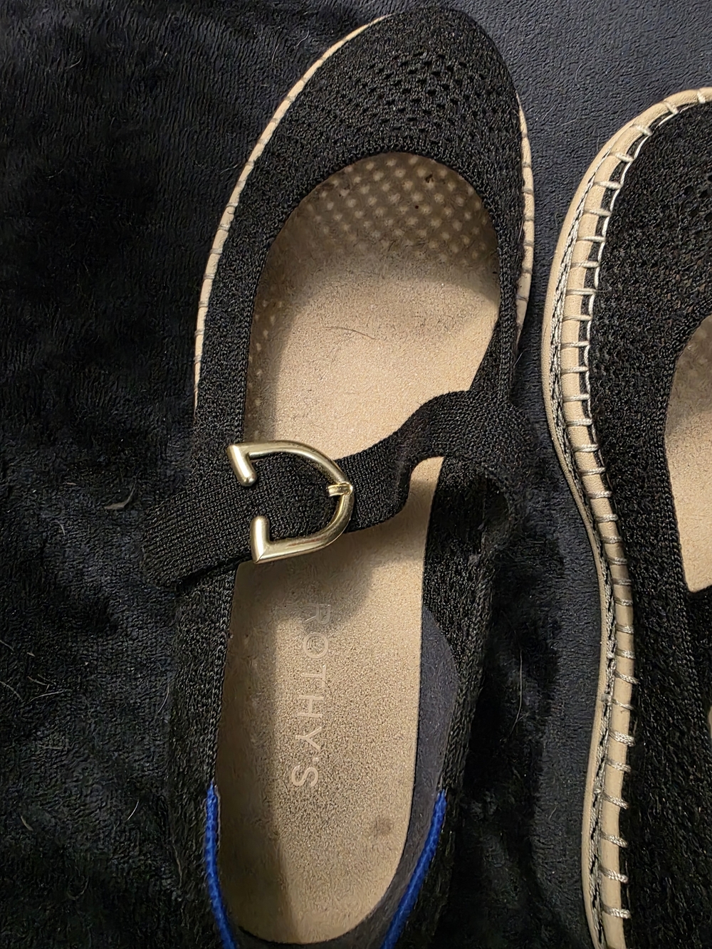 Rothy's Espadrille Mary Jane in Black with Gold Buckle - Picture 6 of 9